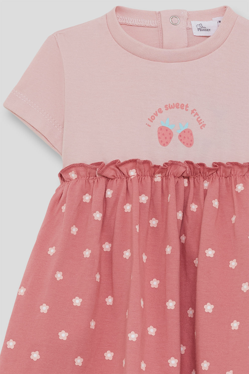 Vestido bebé niña de algodón rosa con falda estampada Street Monkey 3 meses - 6 años