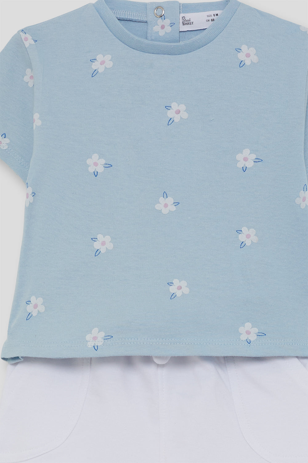 Conjunto bebé niña de algodón celeste y blanco Street Monkey 3 meses - 6 años