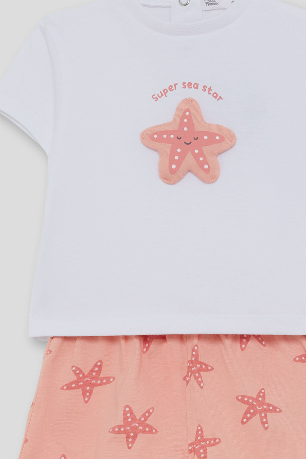 Conjunto Bebé Niña Estrella de Mar Blanco y Salmón 3 Meses - 6 Años – Colección Verano
