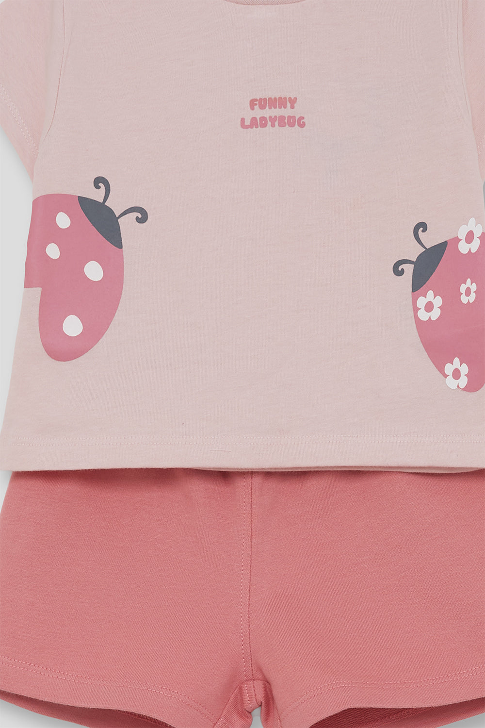 Conjunto Bebé Niña Rosa con Mariquitas 3 Meses - 6 Años – Colección Verano