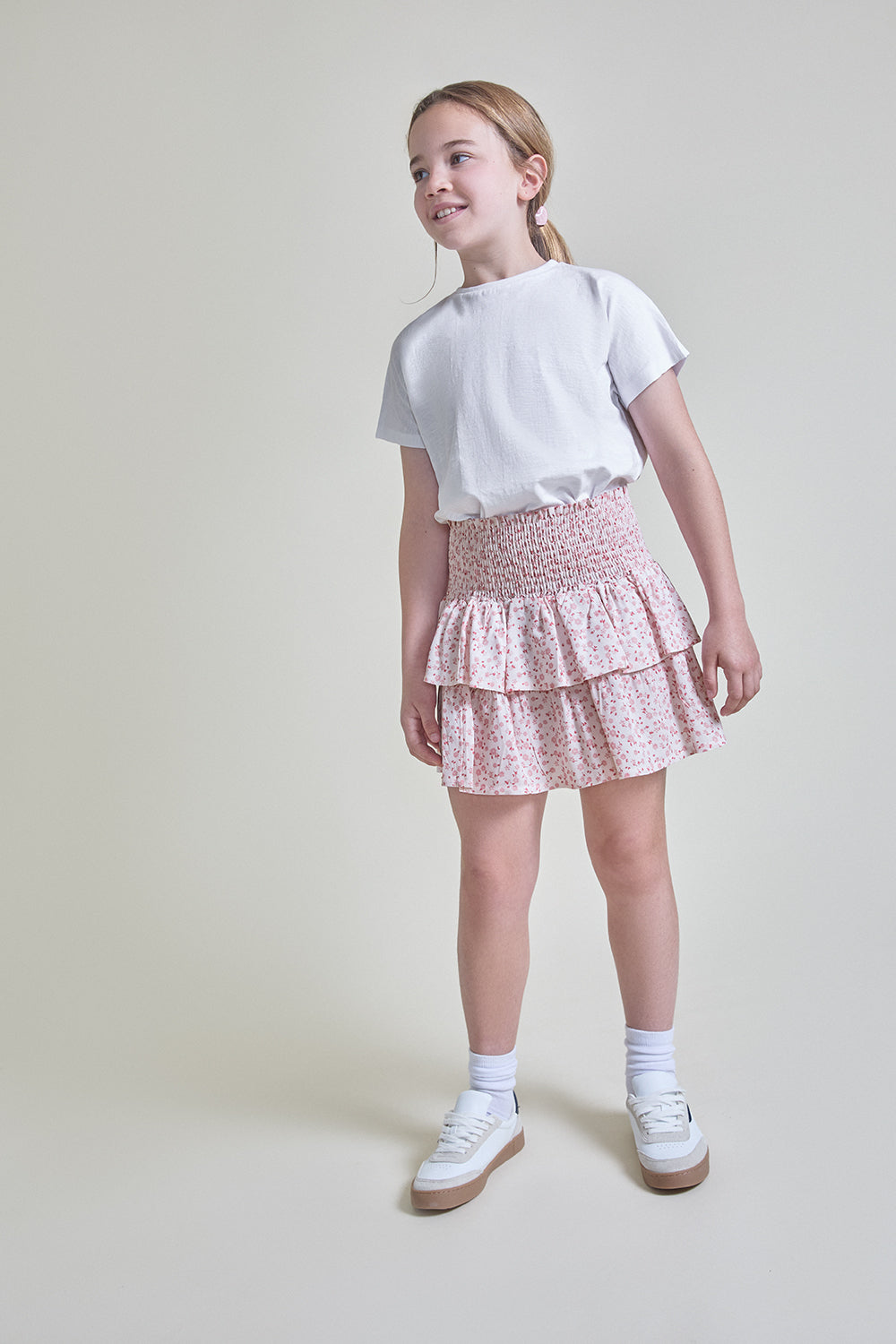 Falda estampada rosa con volante para niña Street Mockey 2-16 años