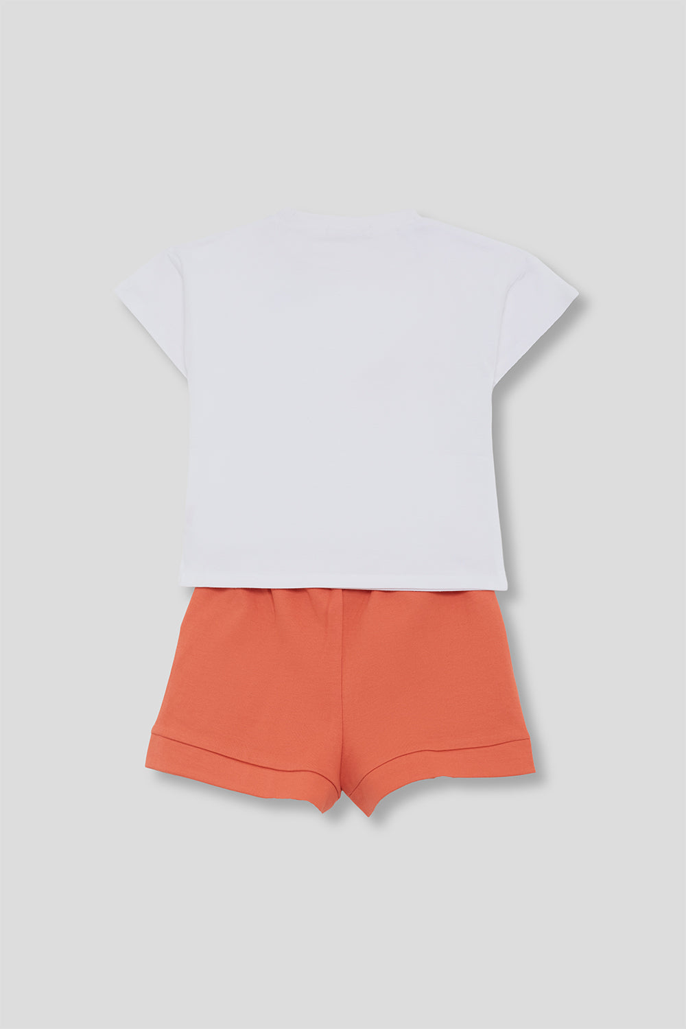 Conjunto de niña Street Monkey camiseta blanca y short coral | Algodón 2-16 años