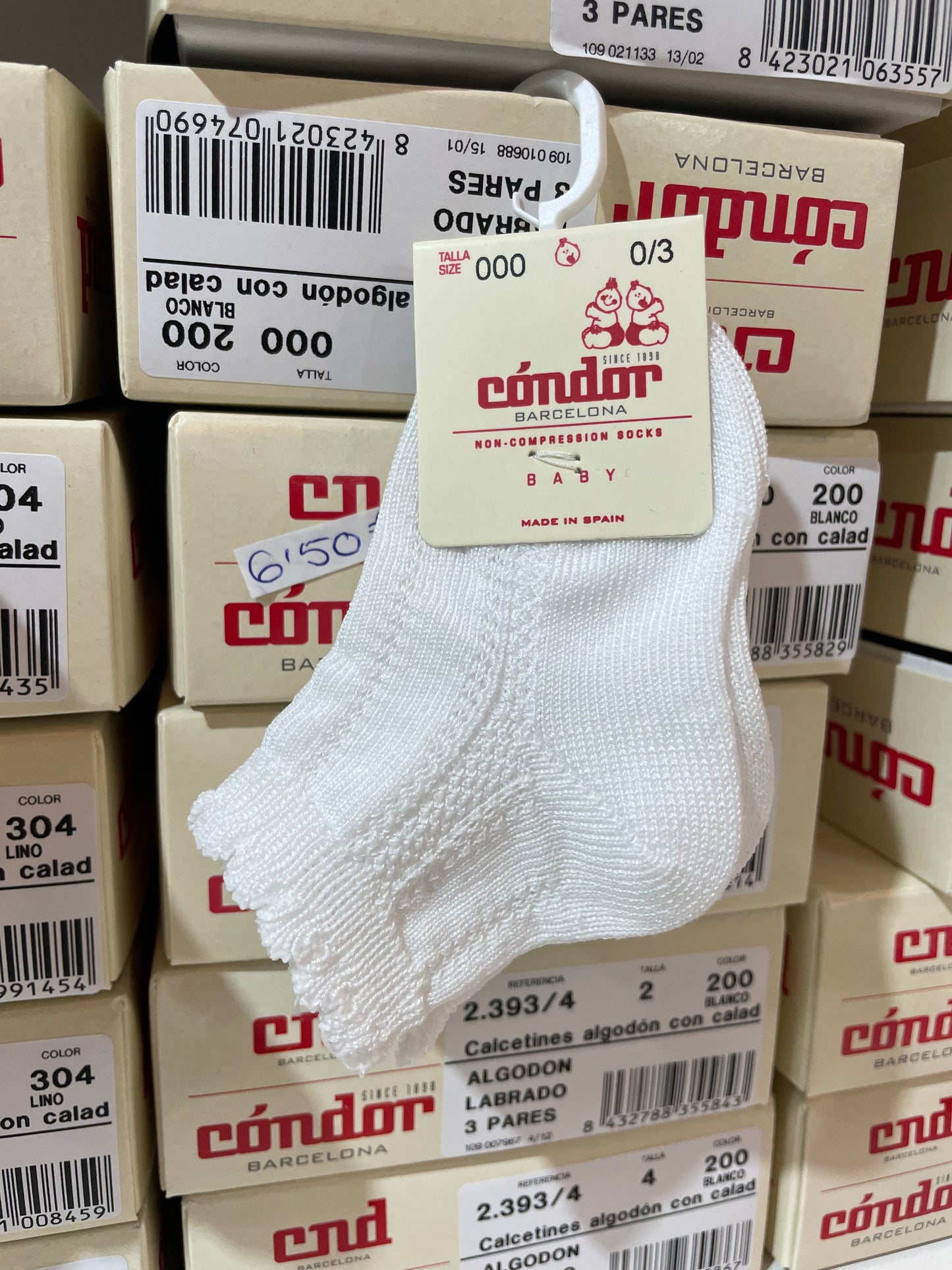 Calcetines algodón con calado blanco Cóndor
