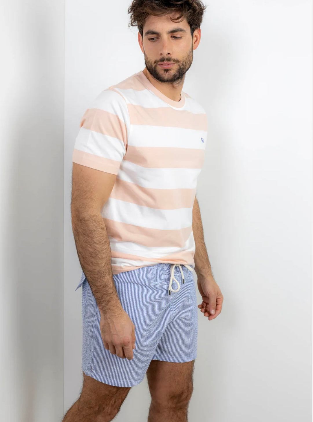 Camiseta rayas rosa y blanco para papá e hijo tallas Custi Mikelo tallas 4-14 y S-2Xl