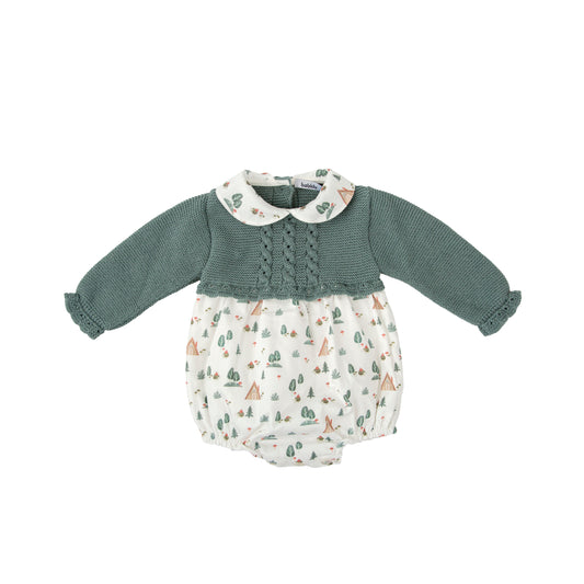 Pelele bombacho bebé niño Babidú Fiordo + capota – Punto y tela estampada | Tallas 1-24 meses