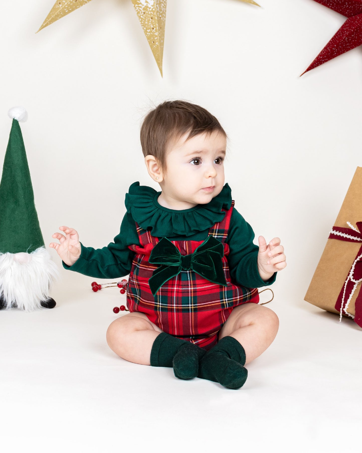 Peto bebé Bidasoa con lazo Calamaro 🎄 | Navidad niña 1-24 meses