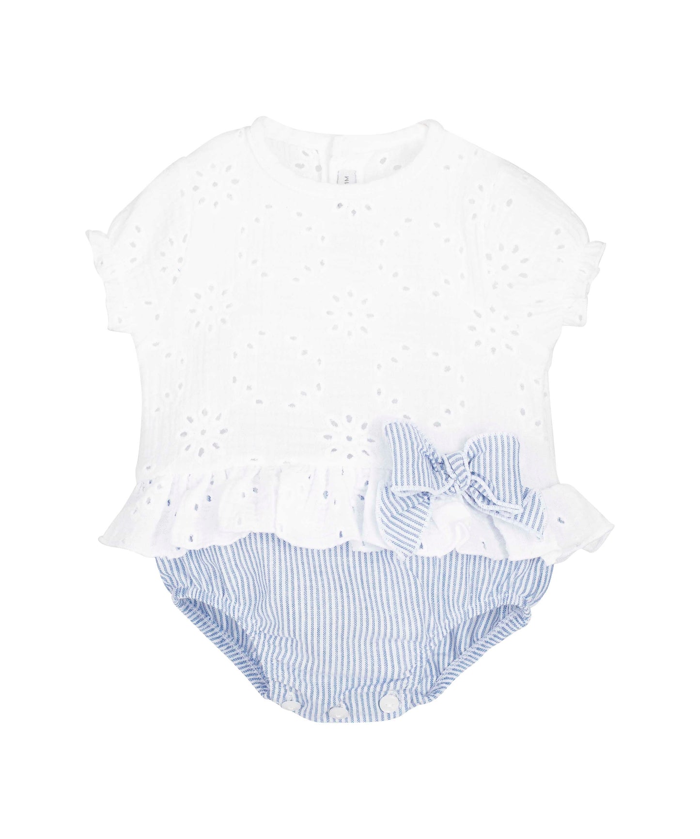 Pelele bombacho Kerala bebé blanco y azul 1-36 meses