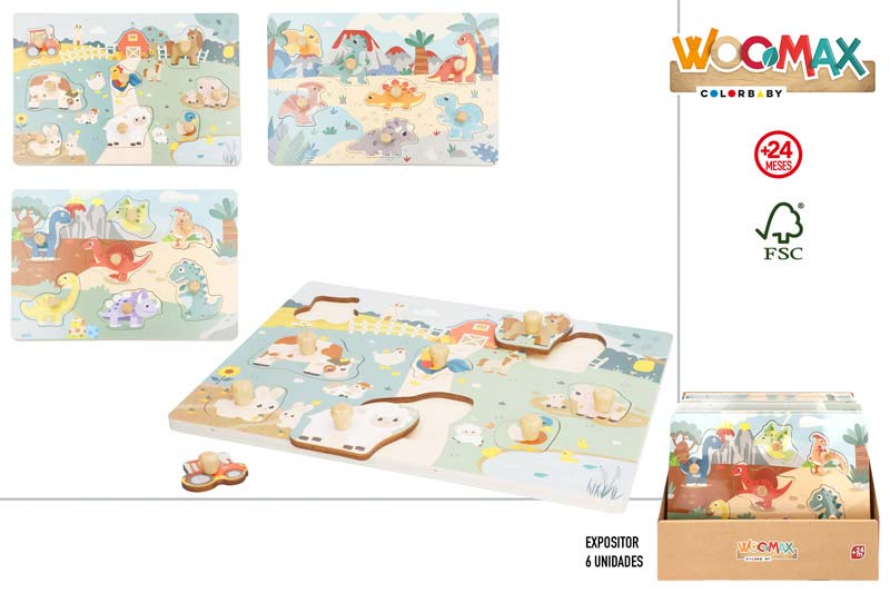 WOOMAX-PUZZLE MADERA DINOSAURIO 3/S -24M+