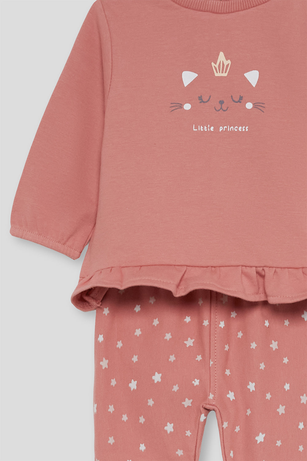 Conjunto de Algodón para Bebé Niña Rosa con Estrellas y Volante Street Monkey | 1-24 Meses | Siju
