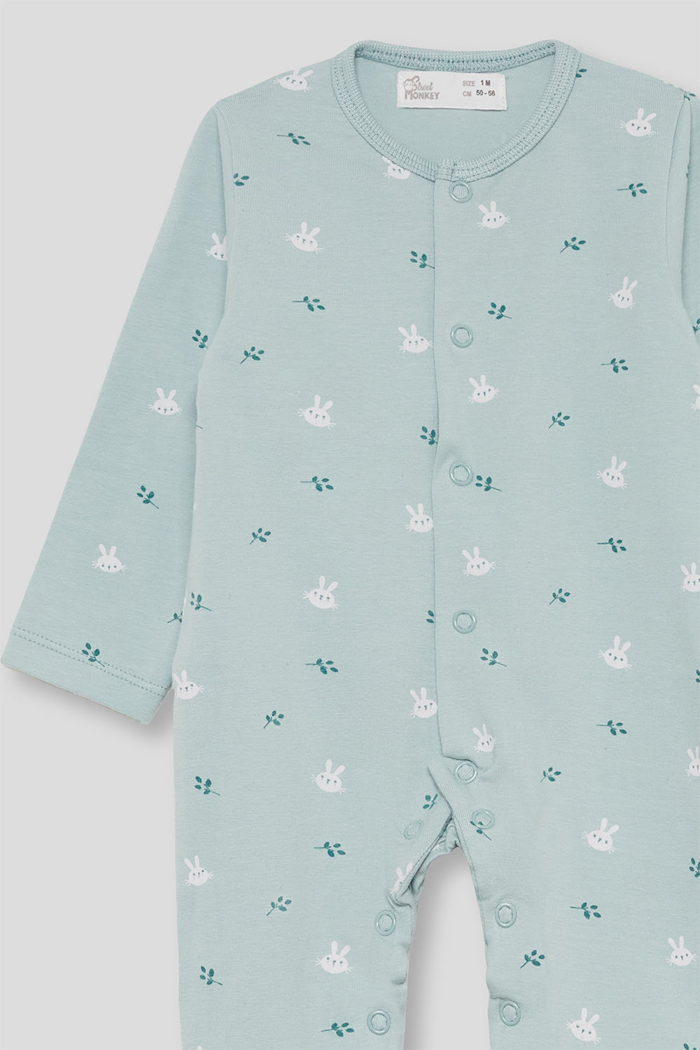 Pijama Bebé Unisex de Algodón con Conejitos Verde Agua Street Monkey | 1-24 Meses | Siju