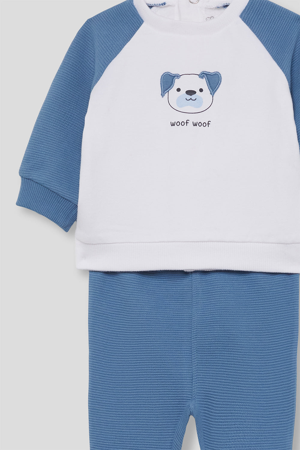 Conjunto Bebé Niño Azul y Blanco de Algodón con Perro | Street Monkey | 1-24 Meses