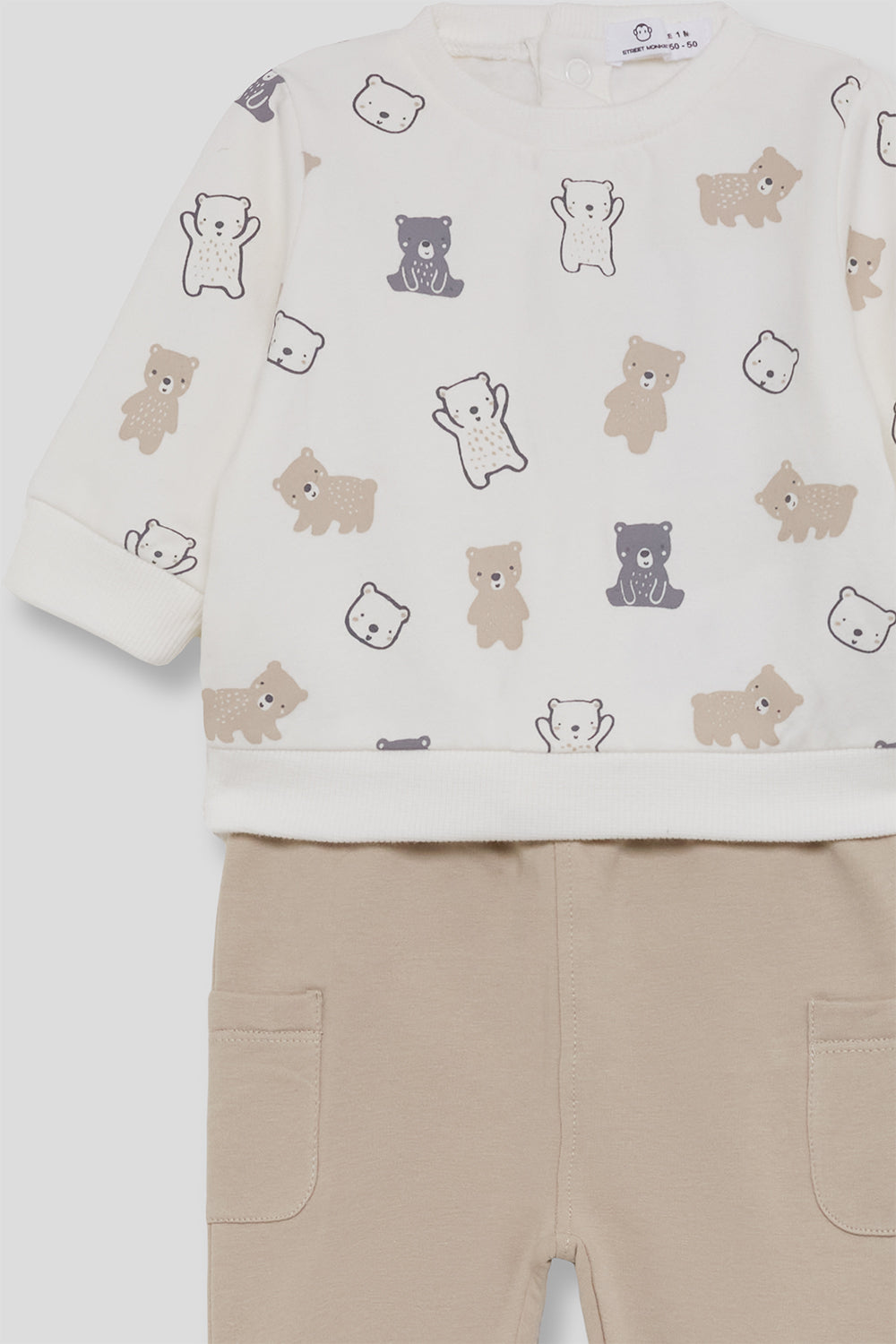 Conjunto Bebé Niño Beige de Algodón con Ositos | Street Monkey | 1-24 Meses