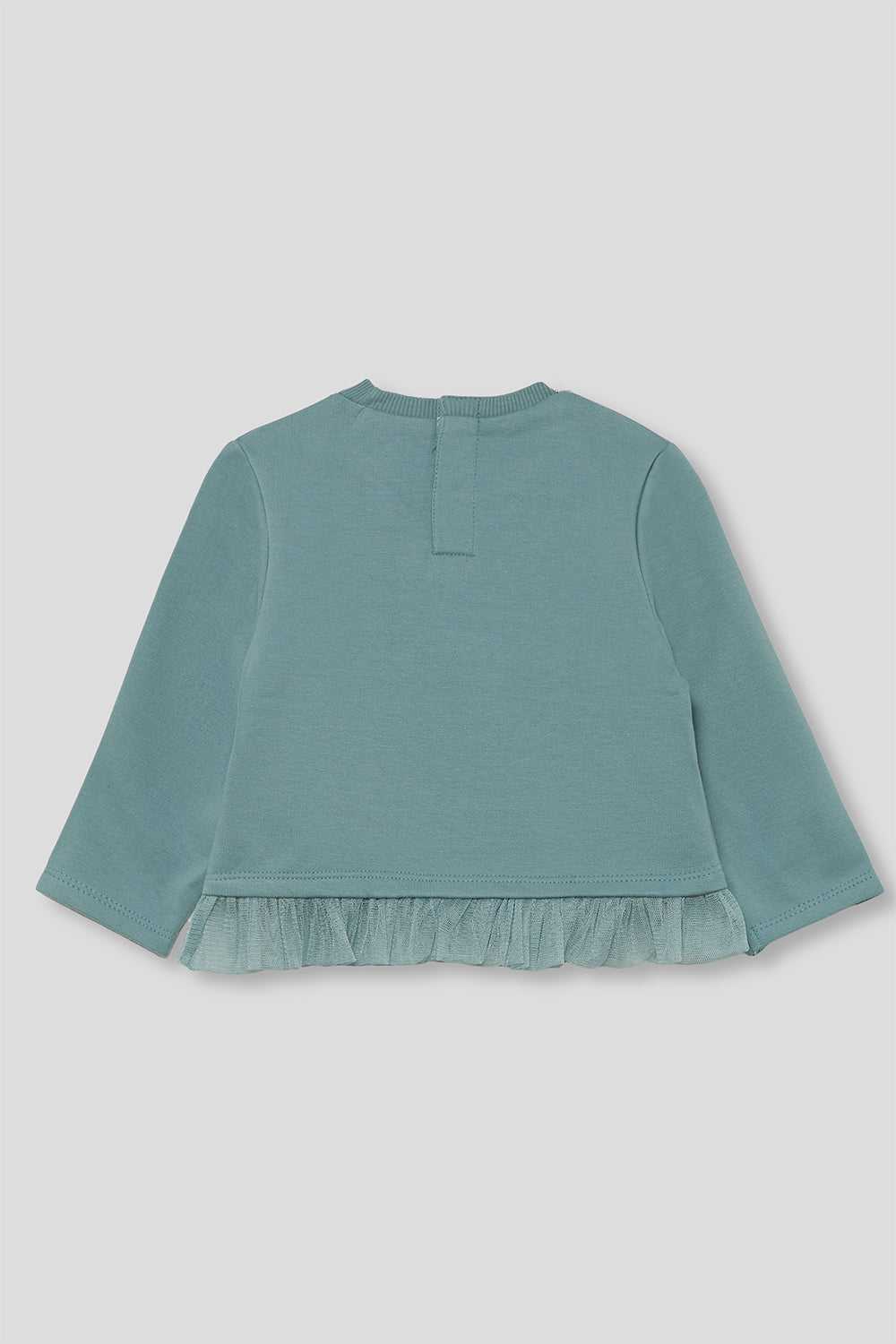 Sudadera Bebé Niña Azul Verdoso con Lazos y Volante | 363024