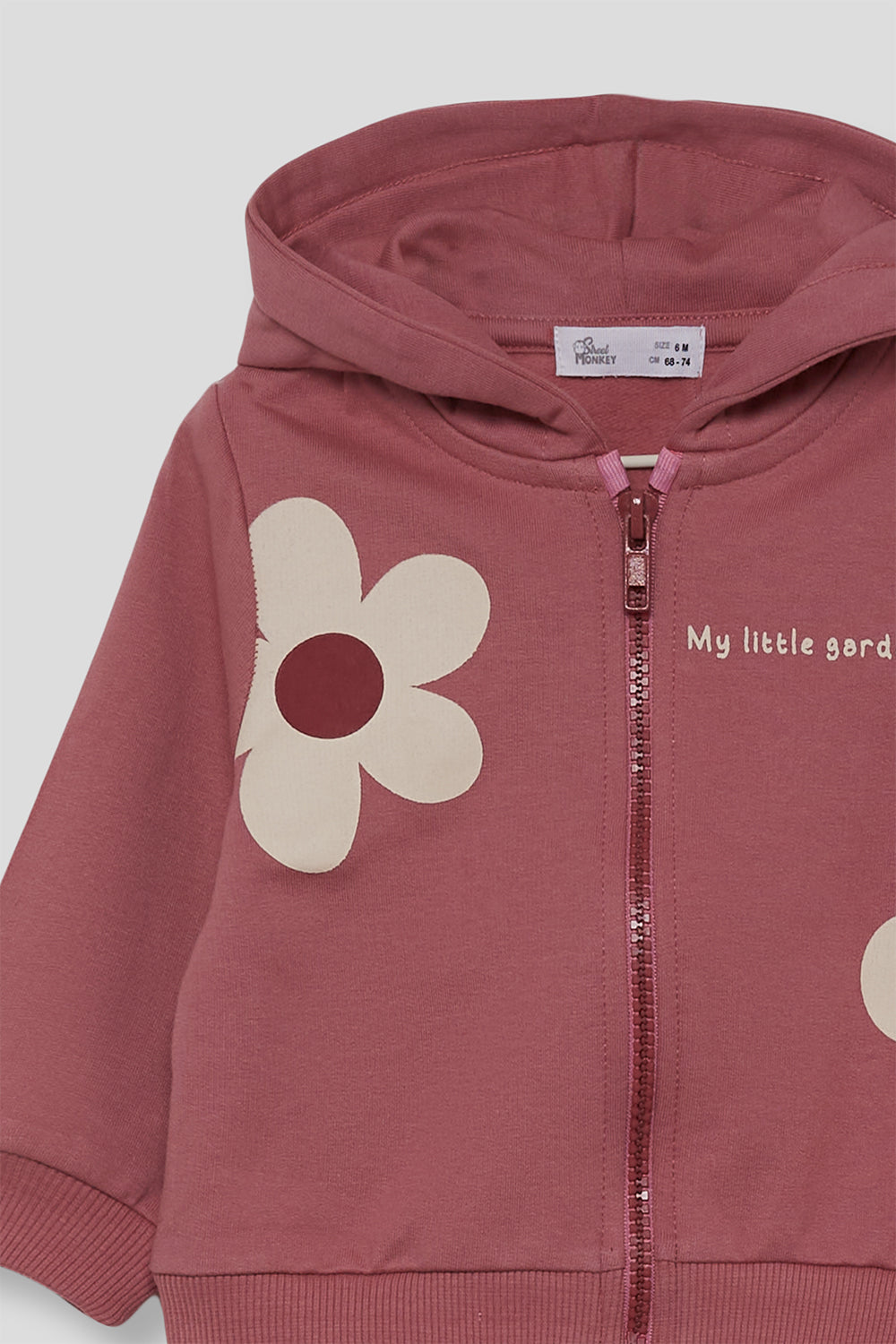 Sudadera Bebé Niña Granate con Capucha y Flores | 363041
