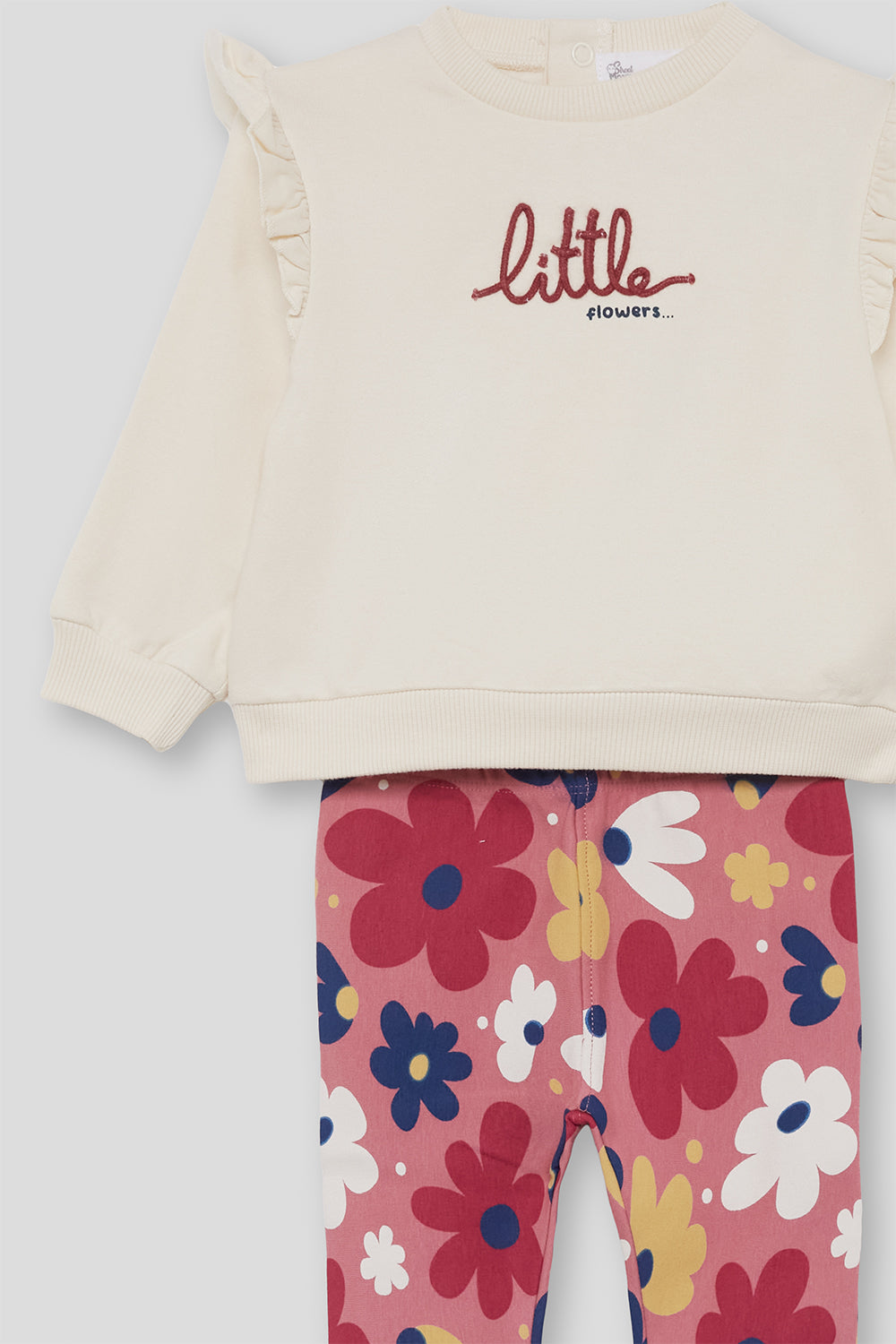 Conjunto Bebé Niña Sudadera Crudo y Leggings Florales | 363043