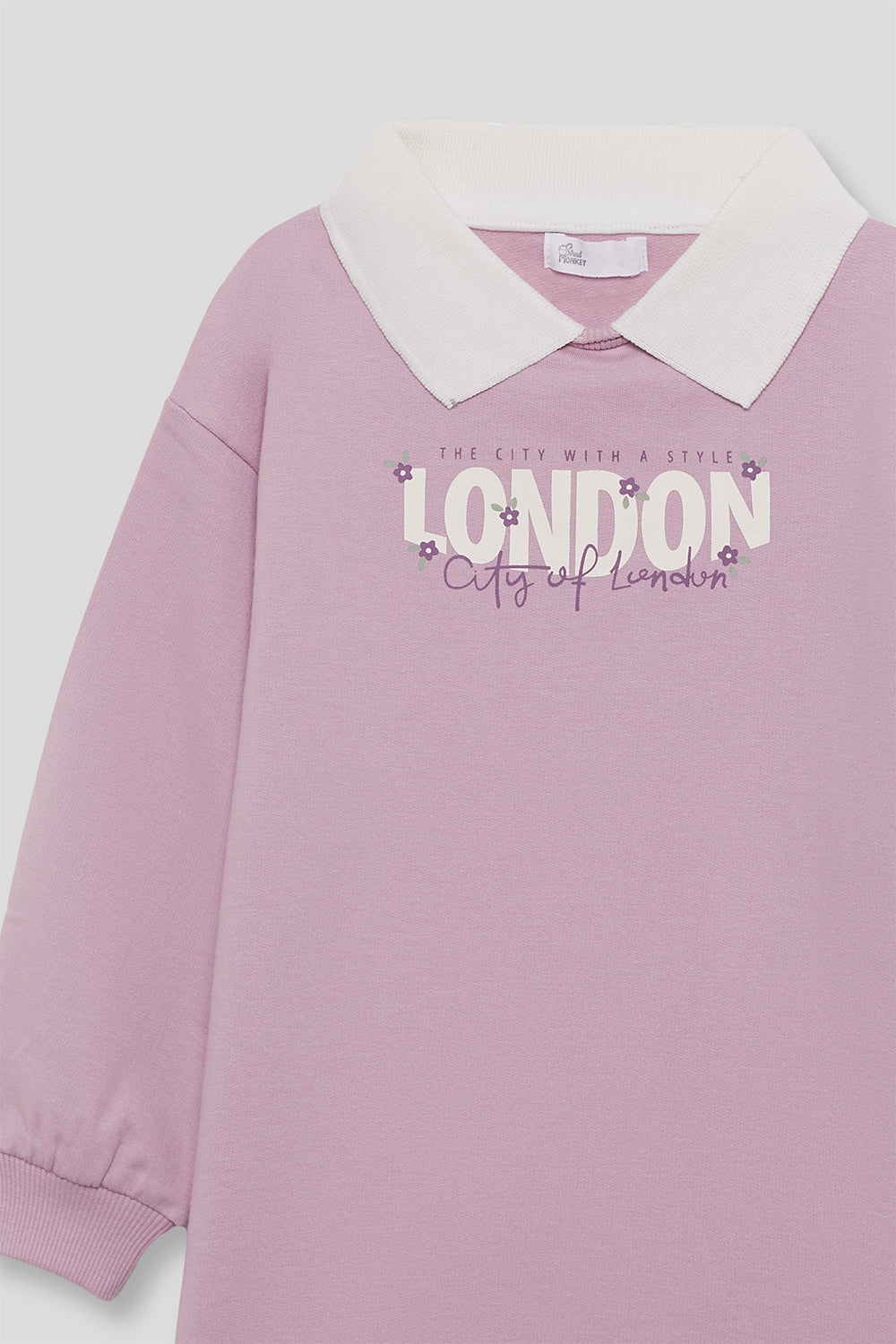 Vestido Niña Rosa con Cuello Crudo London 366006 | Siju Moda Infantil