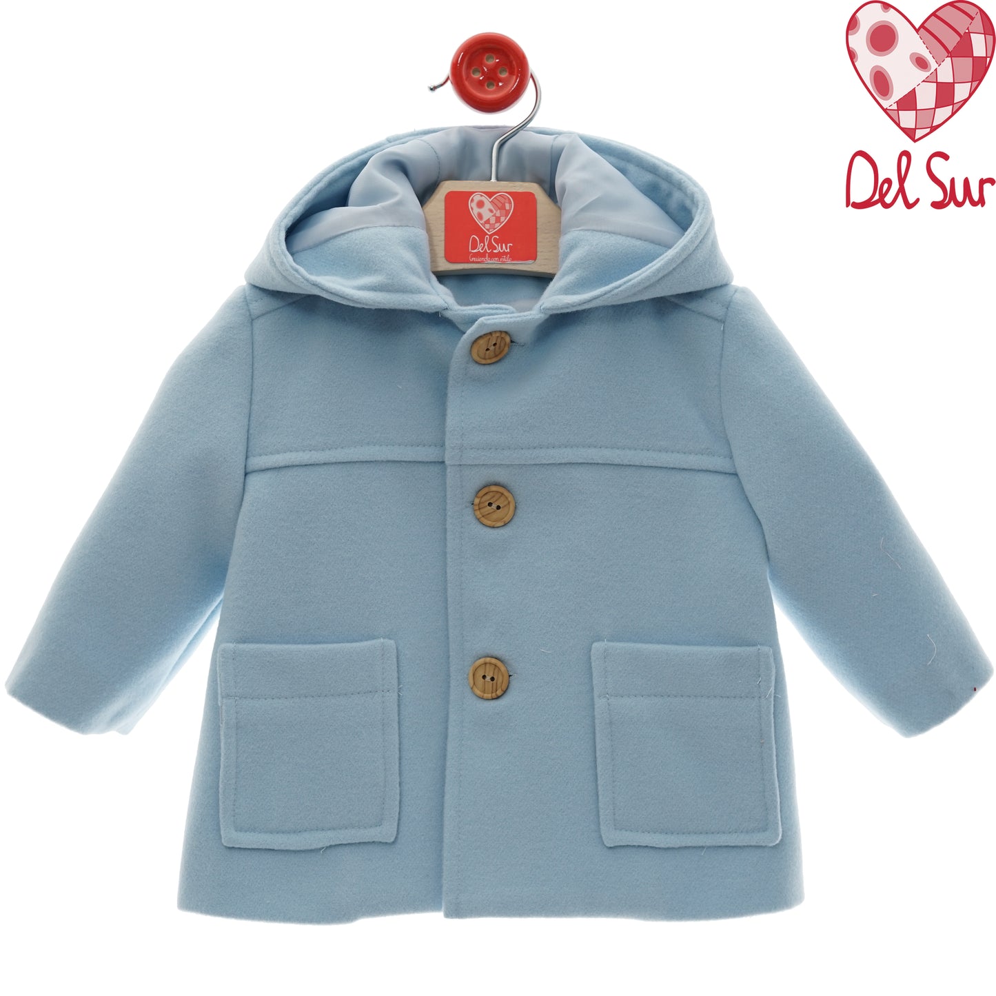 Trenka celeste paño con capucha forrada | Del Sur niño 6-48 meses 💙