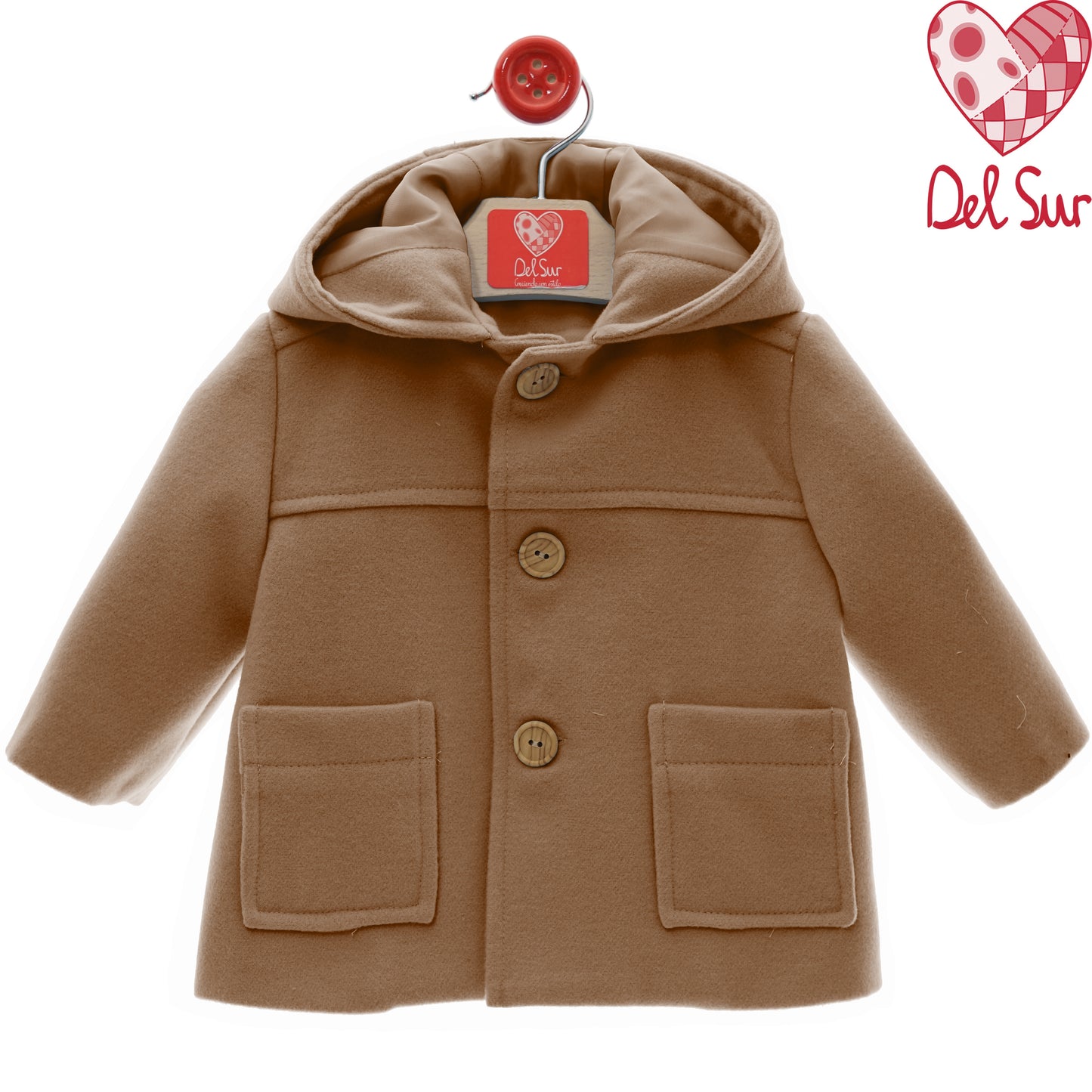 Trenka camel paño con capucha forrada | Del Sur niño 6-48 meses 🧥