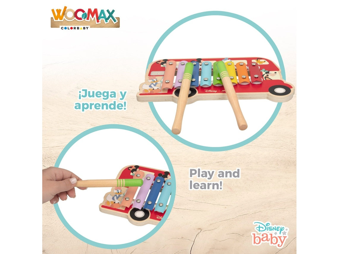 Xilófono WOOMAX Disney Autobús De Madera De Mickey