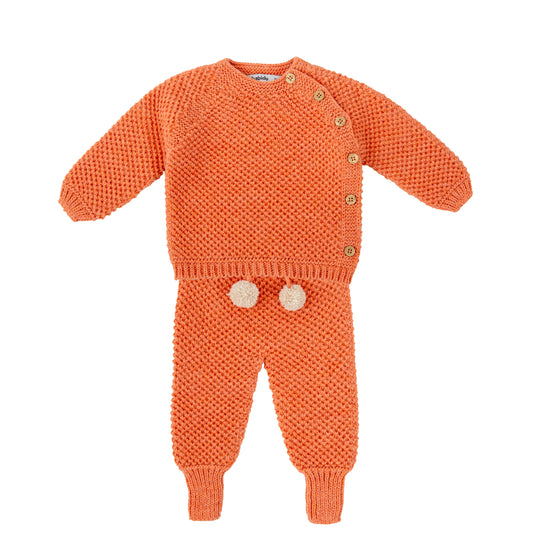 Conjunto bebé punto lana Babidú Mistral – Tallas 1-24 meses | Colores arena, coral y chocolate