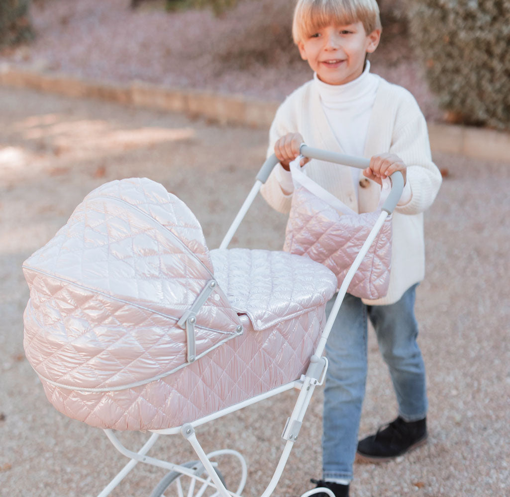 Coche capota Fantasy con bolso – Carrito plegable para muñecas hasta 56 cm 🍼✨