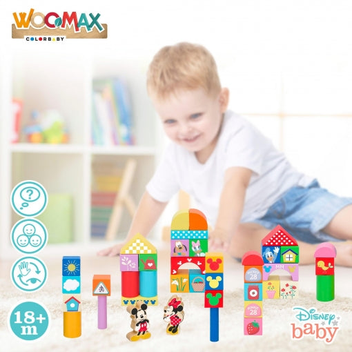 Woomax - Bote con 40 Bloques de Madera Disney Baby
