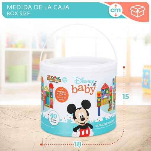 Woomax - Bote con 40 Bloques de Madera Disney Baby