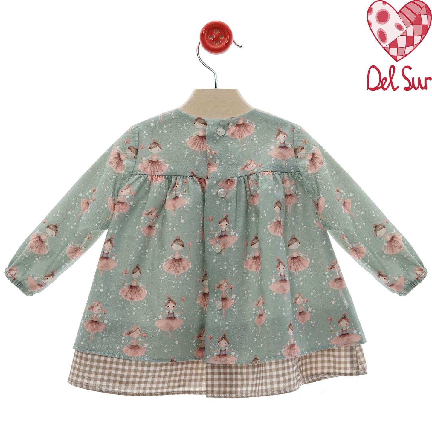 Vestido bebé niña estampado bailarinas con lazo | Del Sur 3-36 meses 🎀🩰 5141