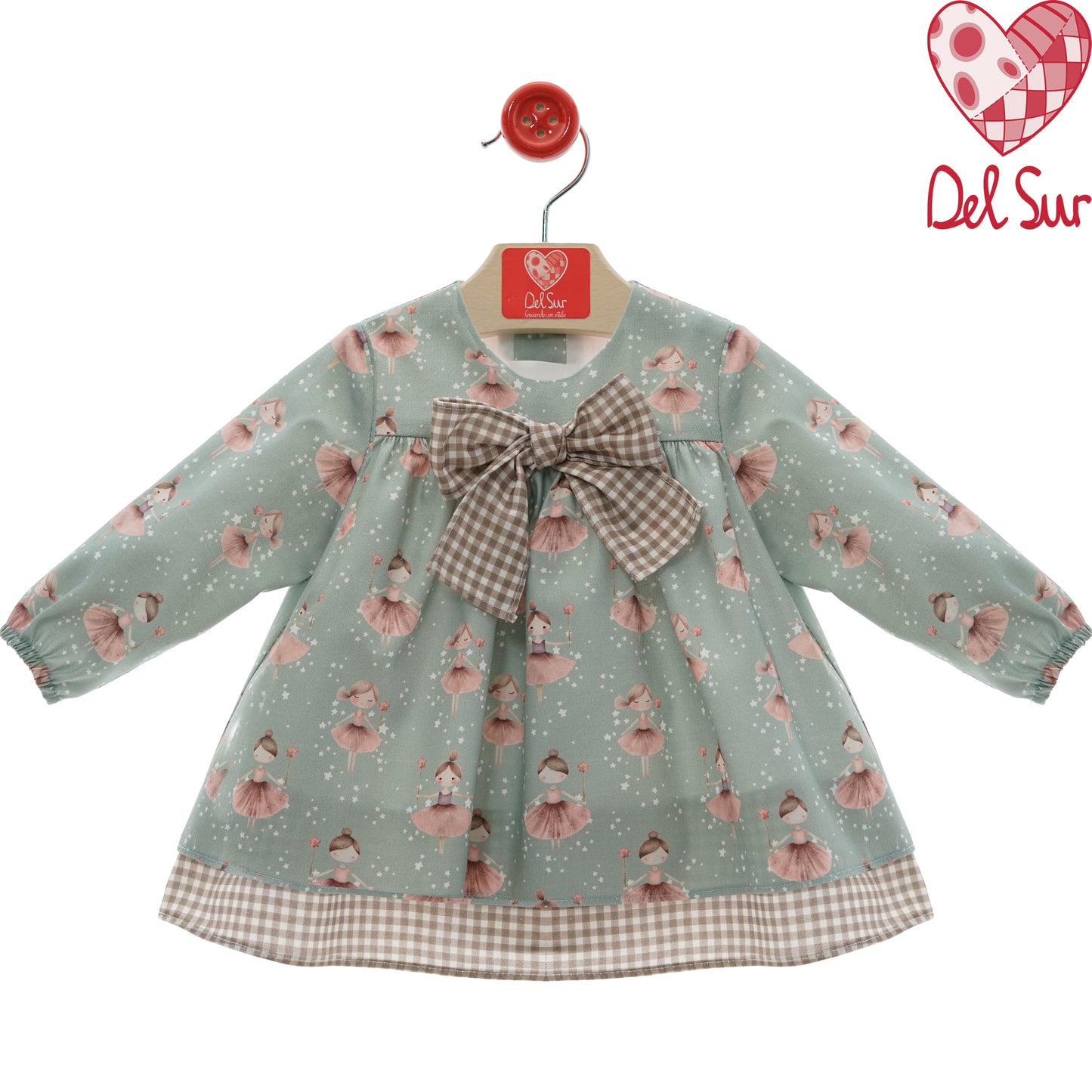 Vestido bebé niña estampado bailarinas con lazo | Del Sur 3-36 meses 🎀🩰 5141