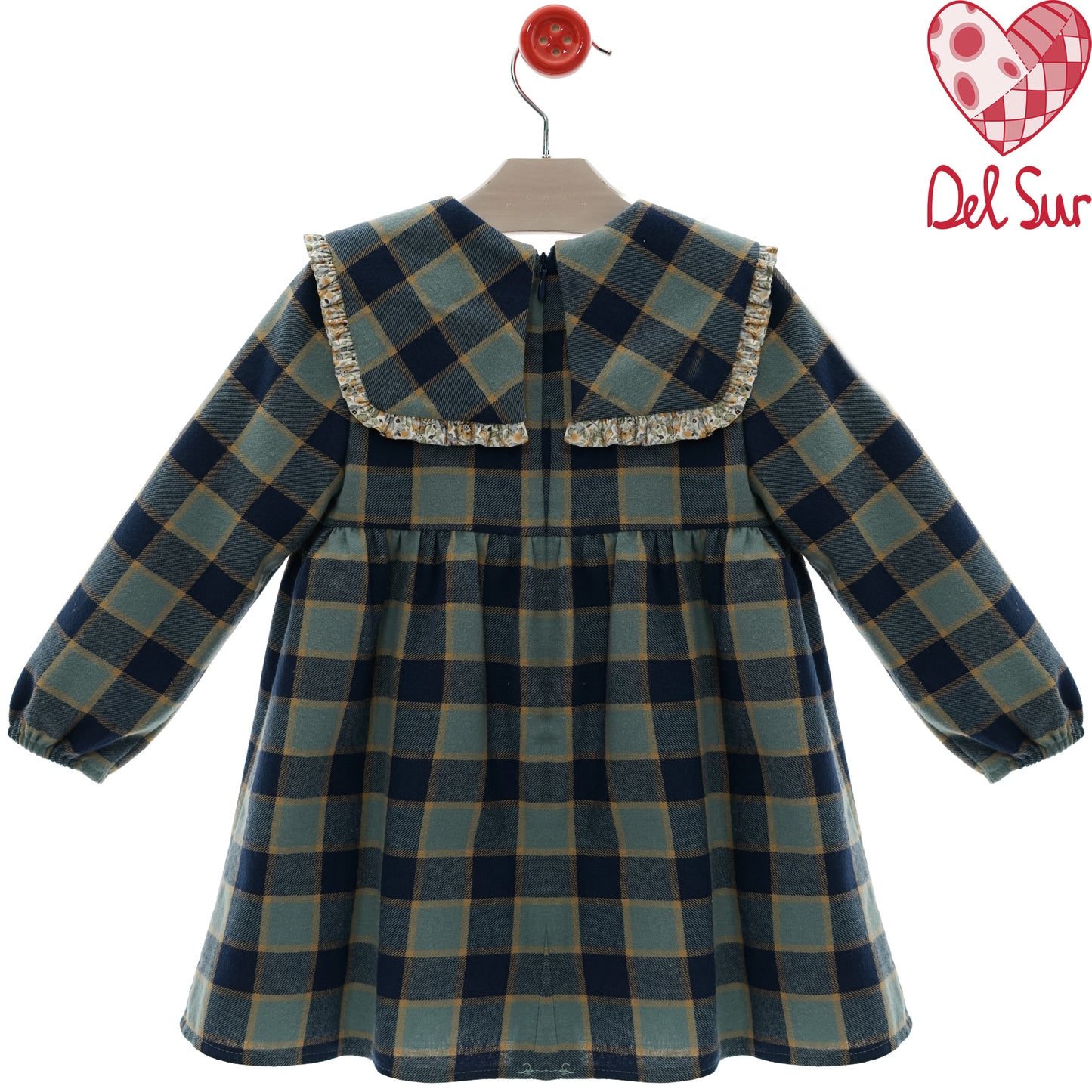 Vestido niña cuadros familia ganchillo Del Sur 💛 Tallas 1-8 años