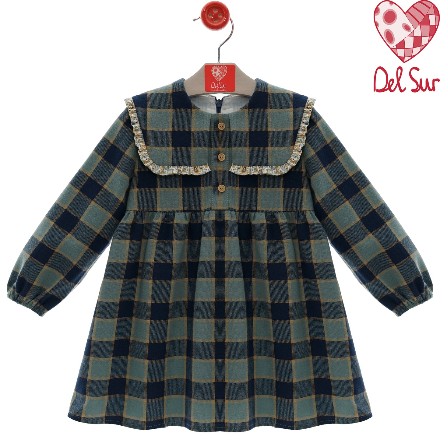 Vestido niña cuadros familia ganchillo Del Sur 💛 Tallas 1-8 años