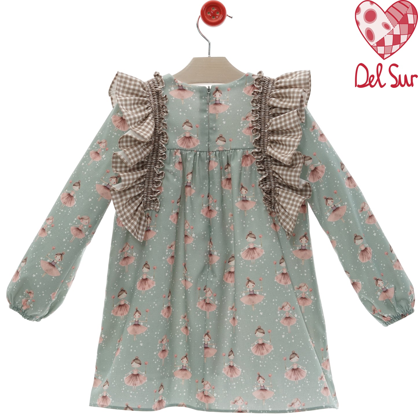 Vestido niña estampado bailarinas con volantes | Del Sur 1-10 años 🩰