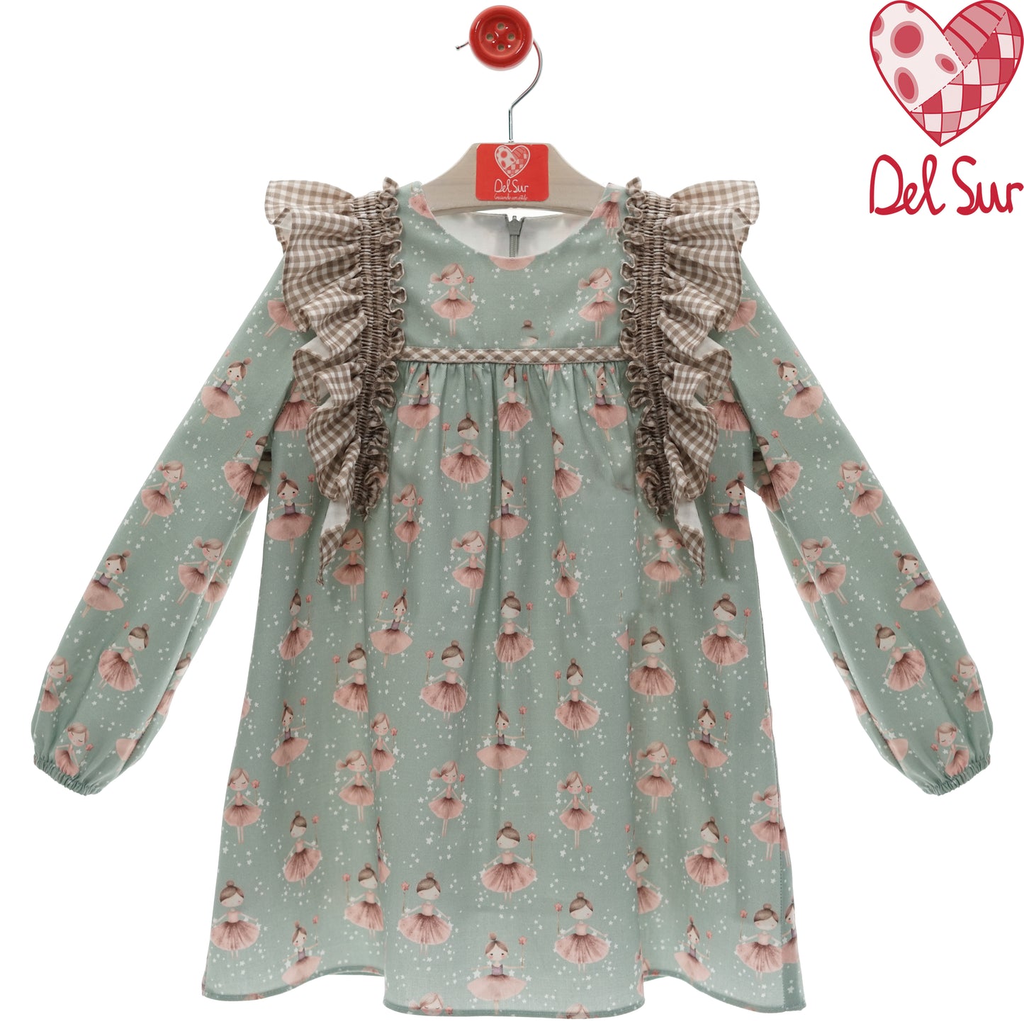 Vestido niña estampado bailarinas con volantes | Del Sur 1-10 años 🩰