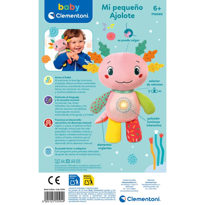 Mi Pequeño Ajolote – Peluche Interactivo Educativo 6m+ 🌈✨