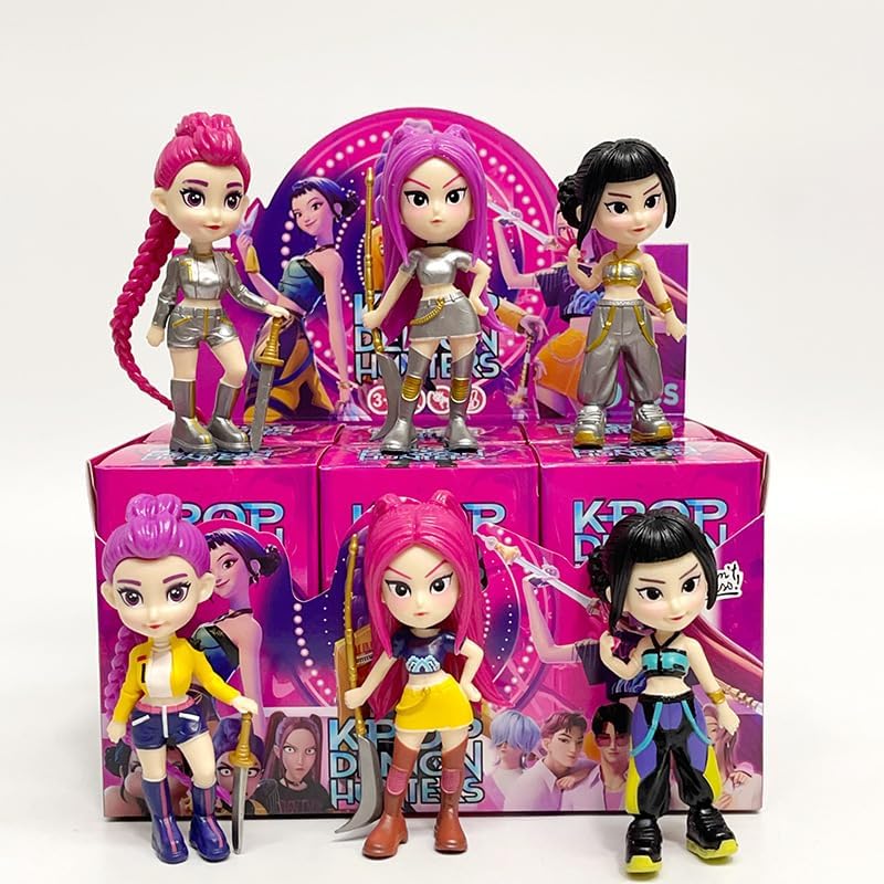 Set de Figuras Huntrix KPOP 6 Piezas – Figuras Anime de Colección de Rumi, Mira, Zoey & Saja Boys en PVC, Juguetes de Decoración para Regalo Original a Niños y Fans
