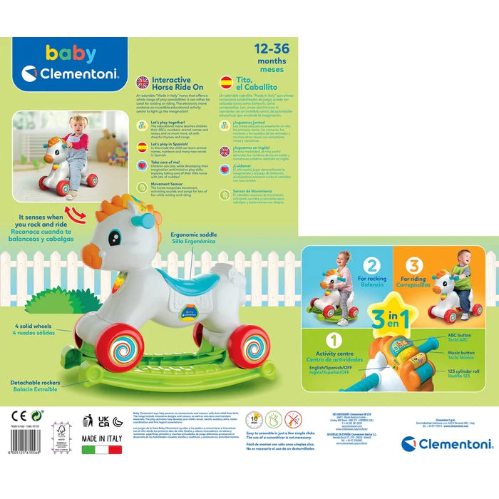Tito el Caballito 3 en 1 – Balancín, Correpasillos y Centro Interactivo 12-36m