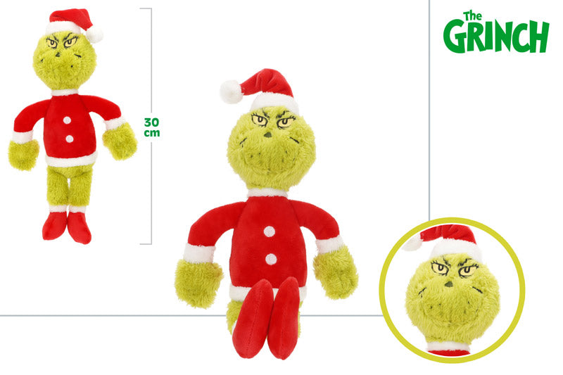 🎄💚 El Grinch Peluche 30 cm con Traje de Papá Noel