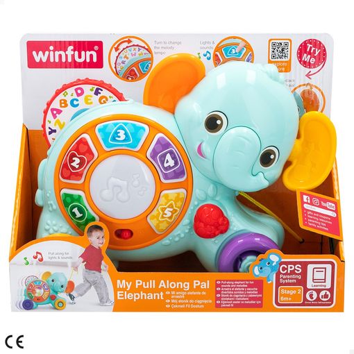 Winfun - Juguete De Arrastre Con Forma De Elefante, Luz Y Sonido, +6 Meses