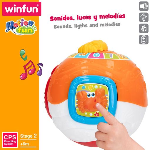 Winfun - Bola Musical Animales Marinos Con Luz Intermitente, Sonidos Divertidos Y Melodías Alegres