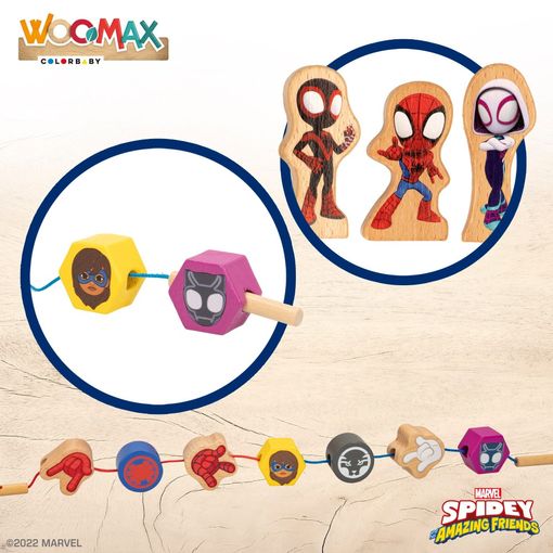 Woomax Spidey Y Su Superequipo Juego De Bloques De Madera Y Formas Para Enlazar