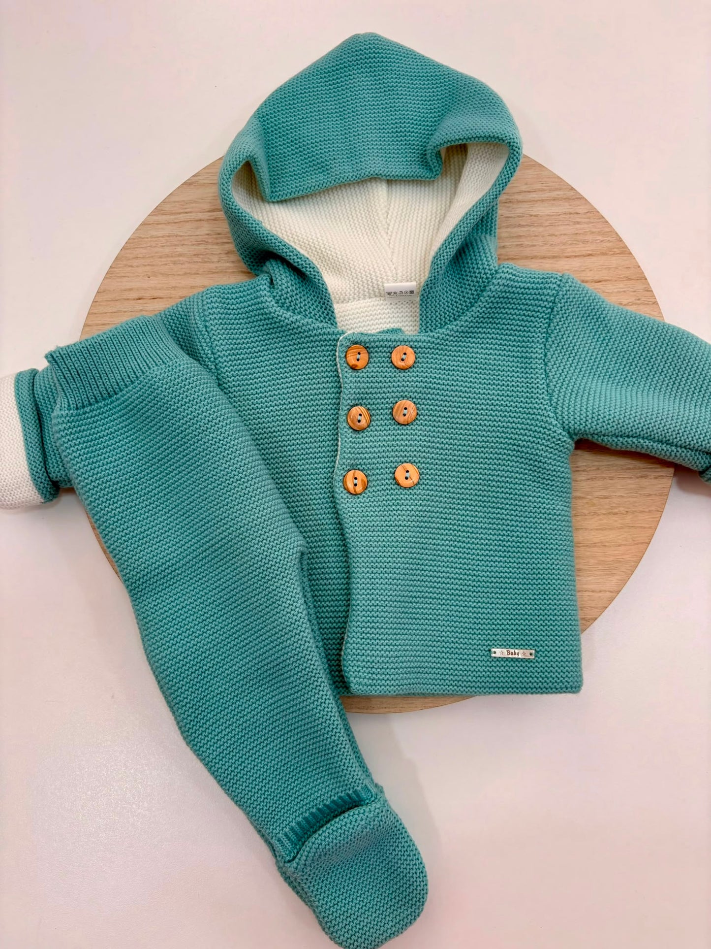 San Francisco de Punto Básico con Capucha Verde Mint | Tallas 1 a 12 Meses | Siju Moda Infantil