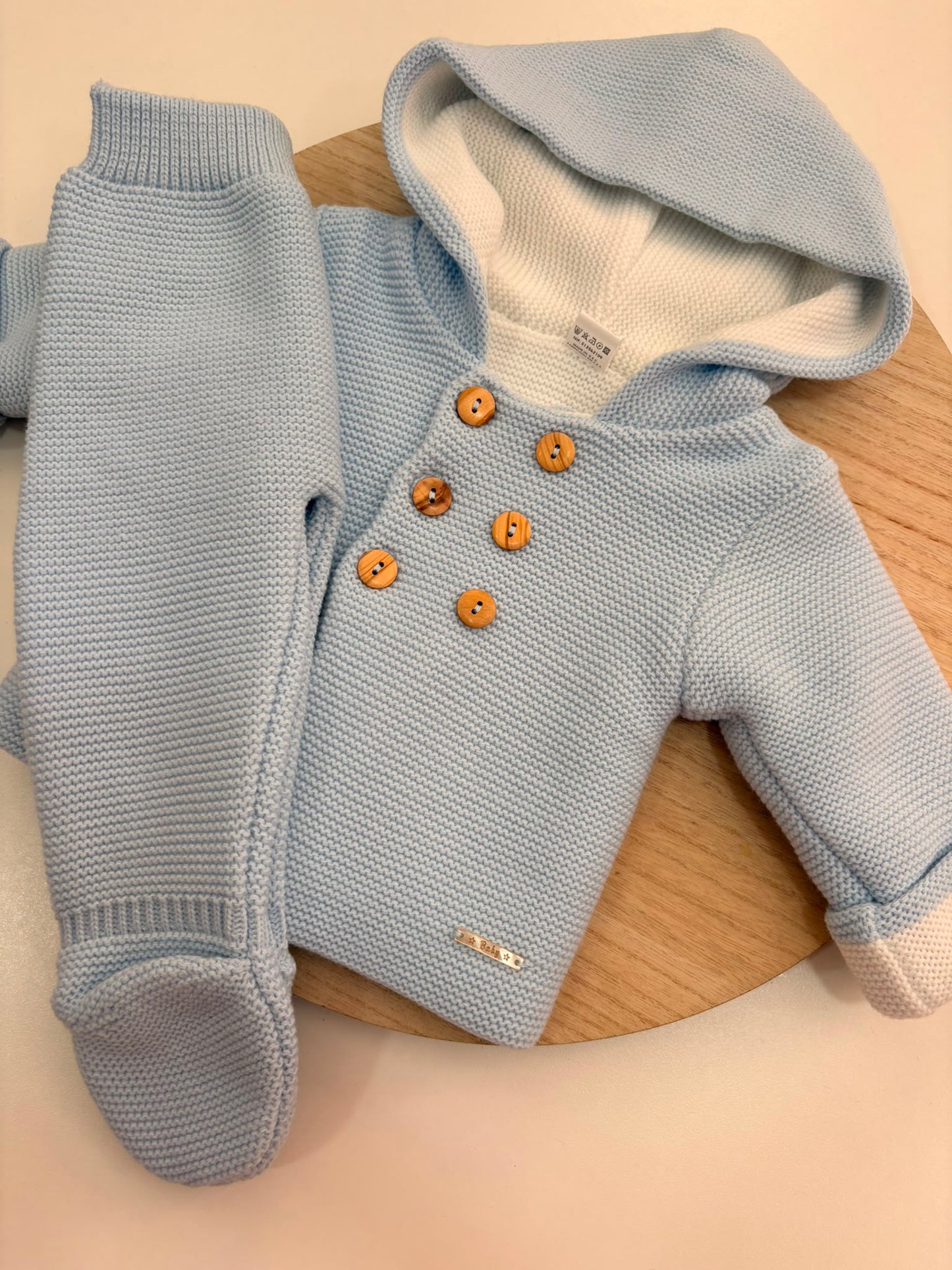 San Francisco de Punto Básico con Capucha Celeste | Tallas 1 a 12 Meses | Siju Moda Infantil