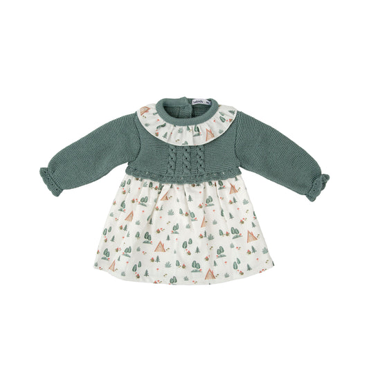 Vestido bebé niña punto con capota Familia Fiordo Babidu (3-36 meses)