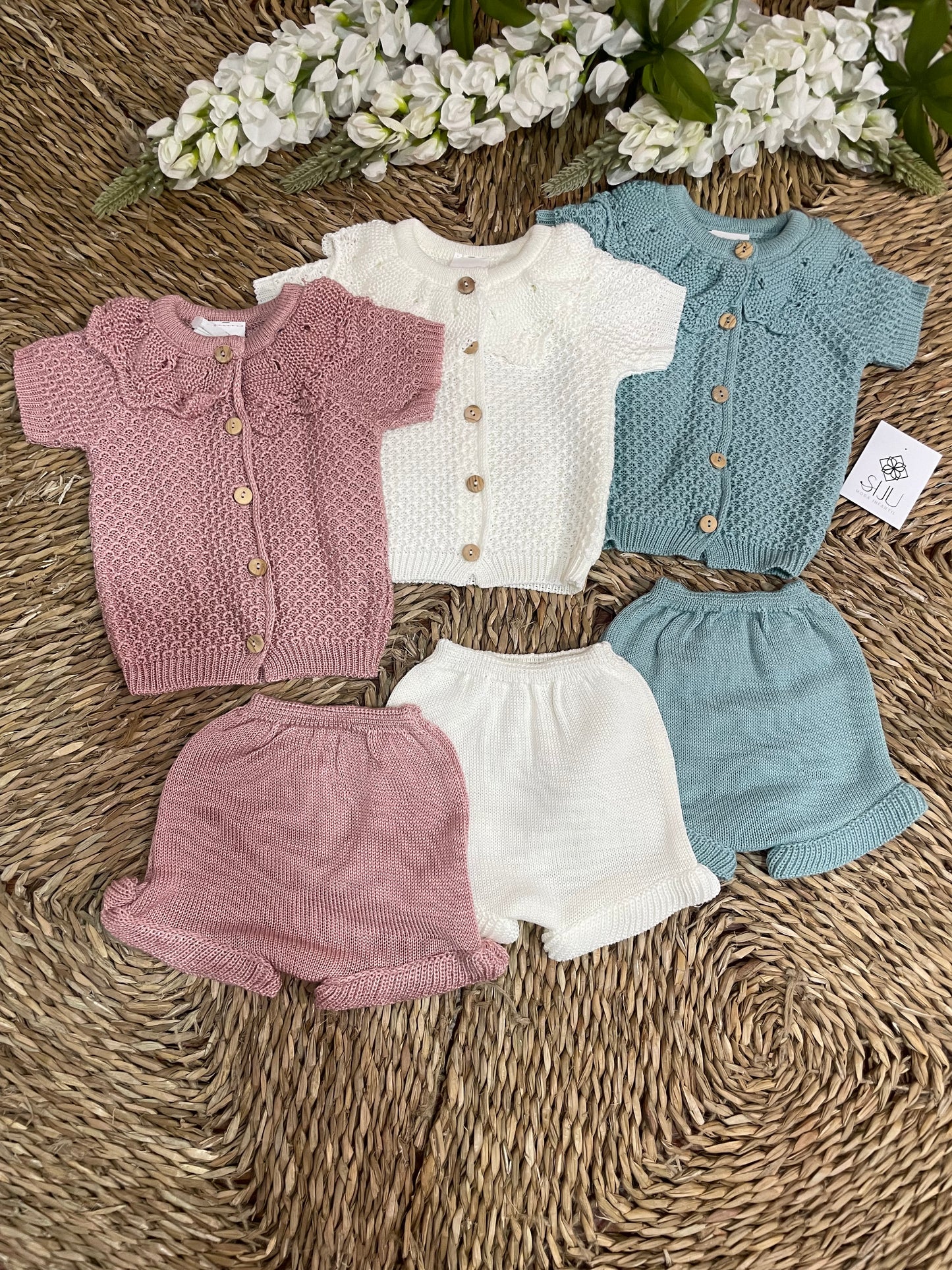 Conjunto hilo manga corta, ranita bebe primera puesta Jaen