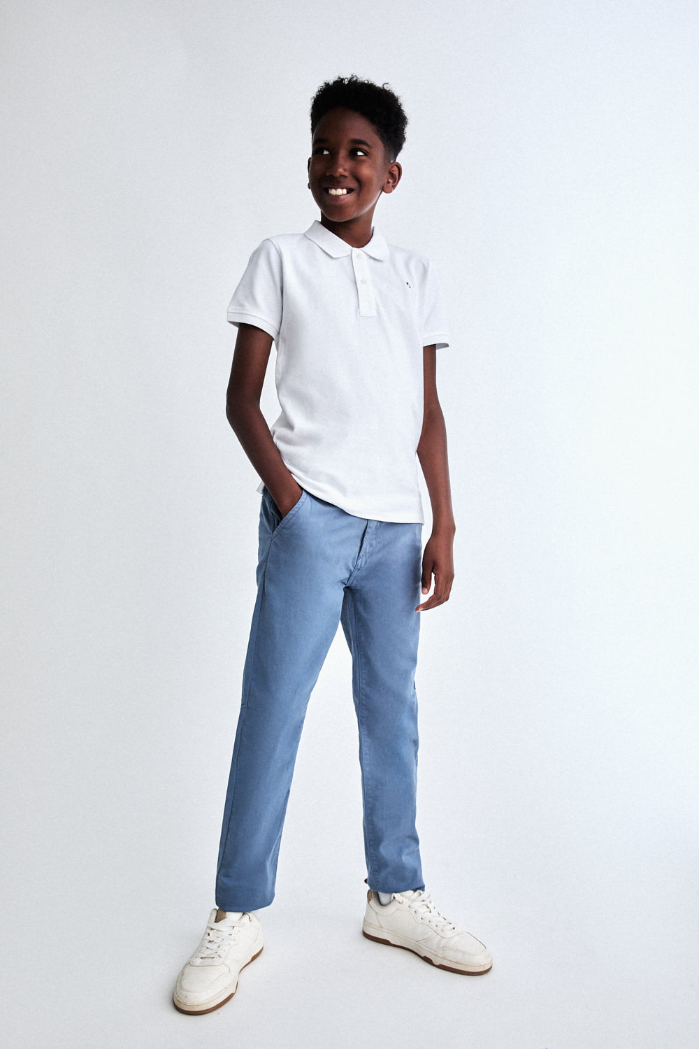 Pantalón Chino de Sarga Azul Medio para Niño – Tallas 6 Meses a 16 Años | Siju Moda Infantil