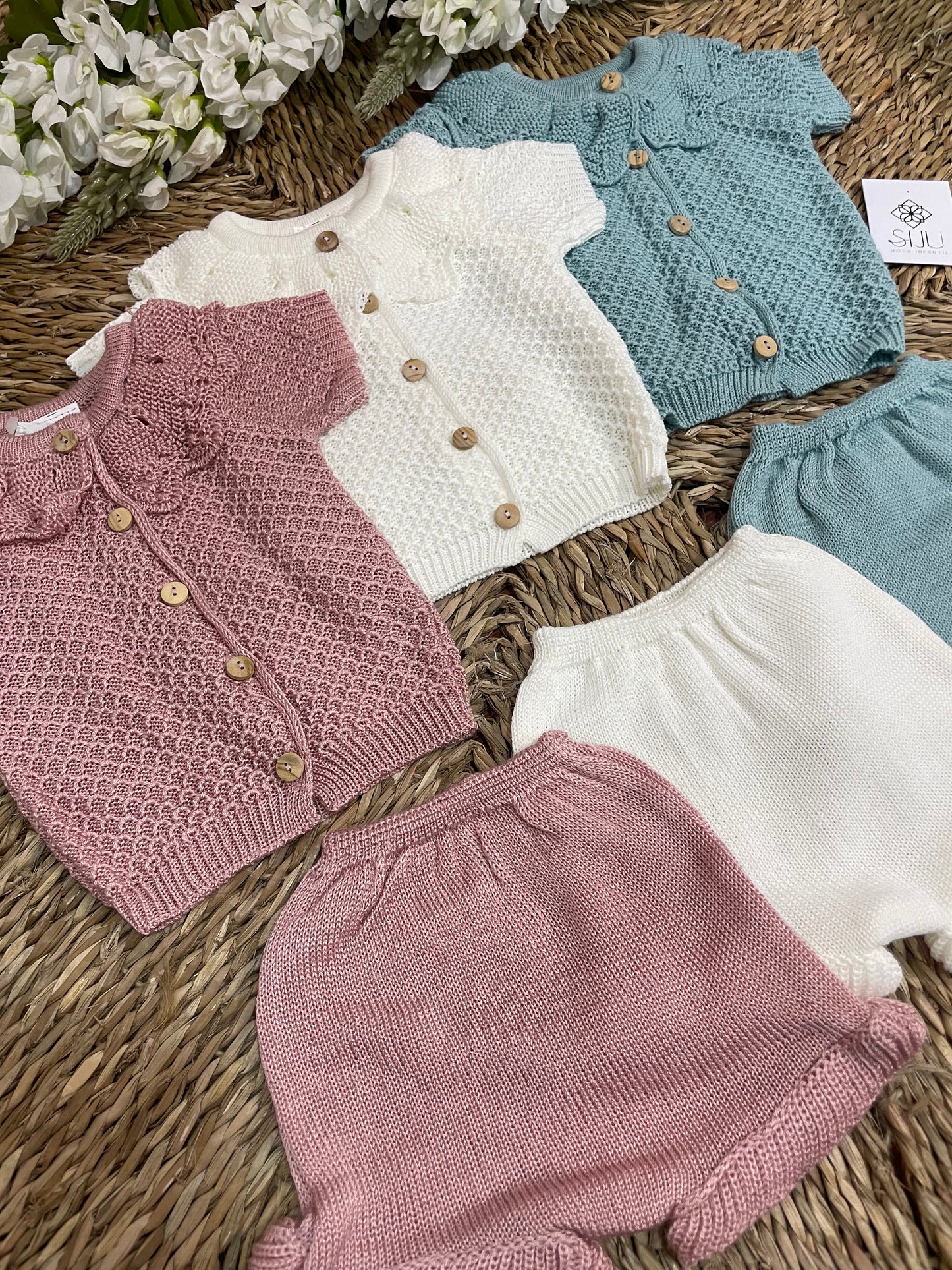 Conjunto hilo manga corta, ranita bebe primera puesta Jaen
