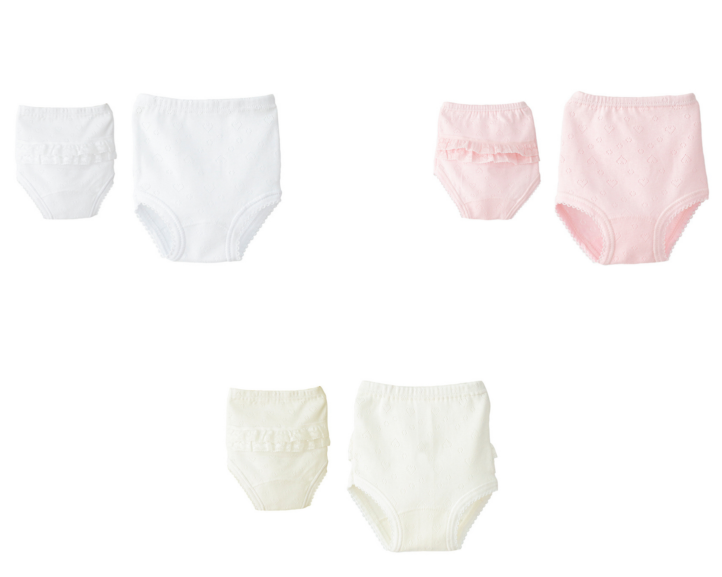 Braguitas Cubrepañal bebé con puntilla calada – Calamaro 0-24 meses algodón