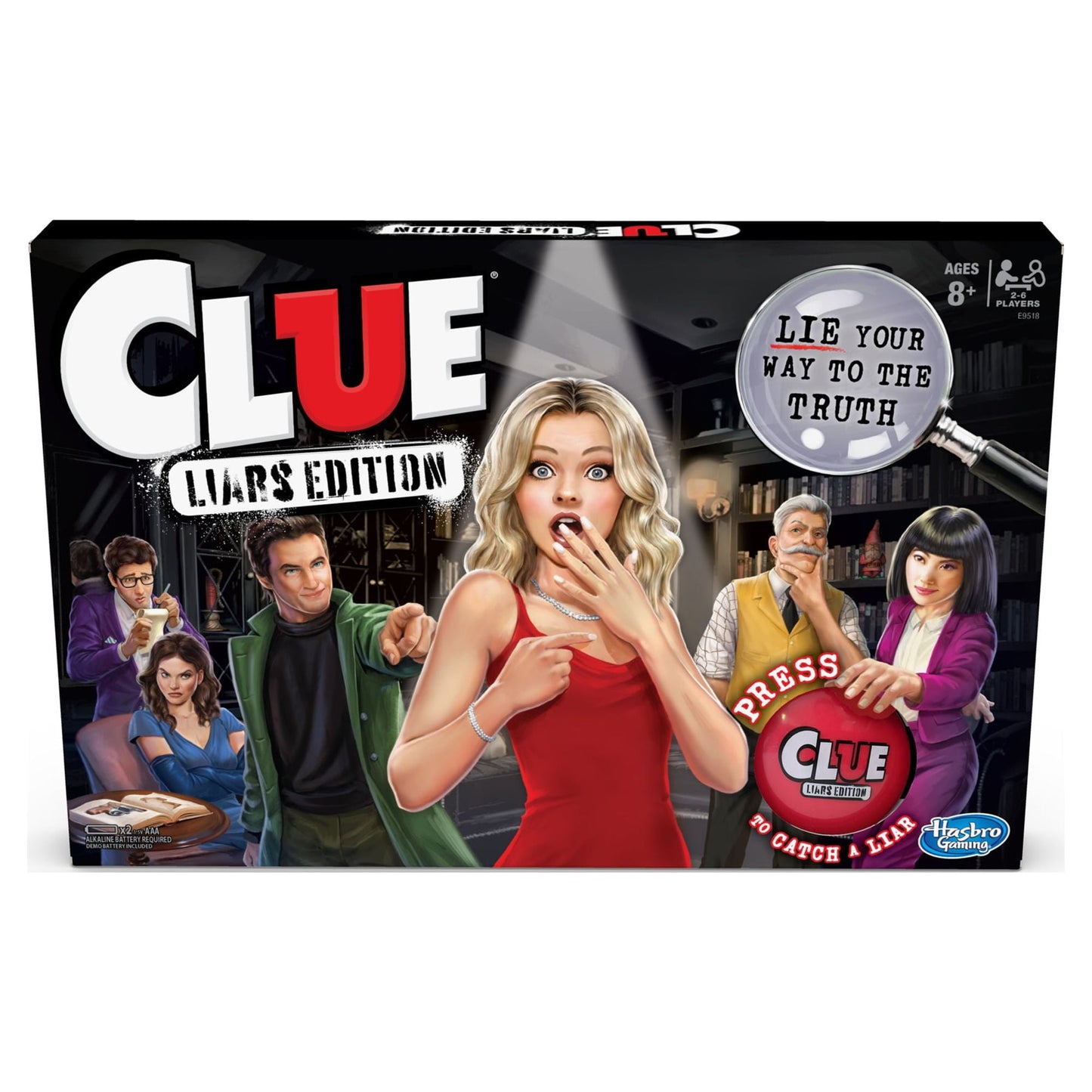 Clue Juego de Mesa Liars Edition para Niños y Familias de 6 Años en Adelante, de 2 a 4 Jugadores