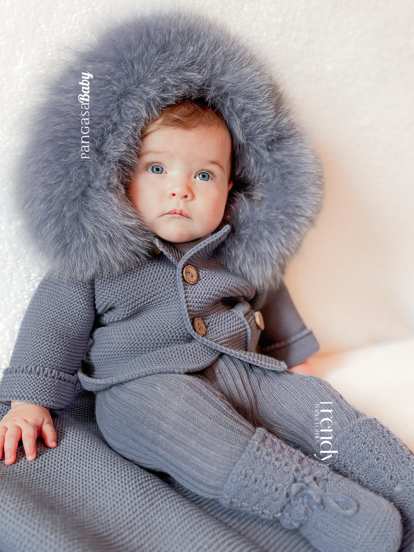 Trenka Luxury Azul Bruma Pangasa Baby 🐚 Abrigo con encanto para tu bebé