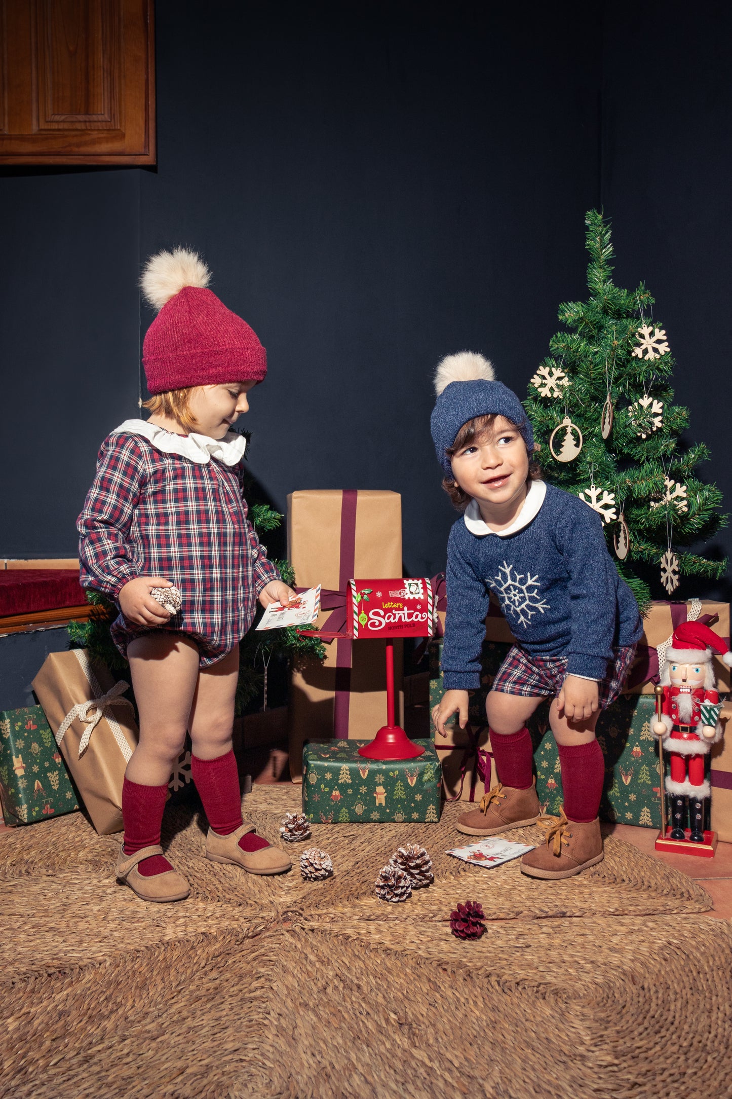 Conjunto Navidad Monzón Calamaro niño bebé 1-36 meses – Jersey terciopelo + pantalón cuadros